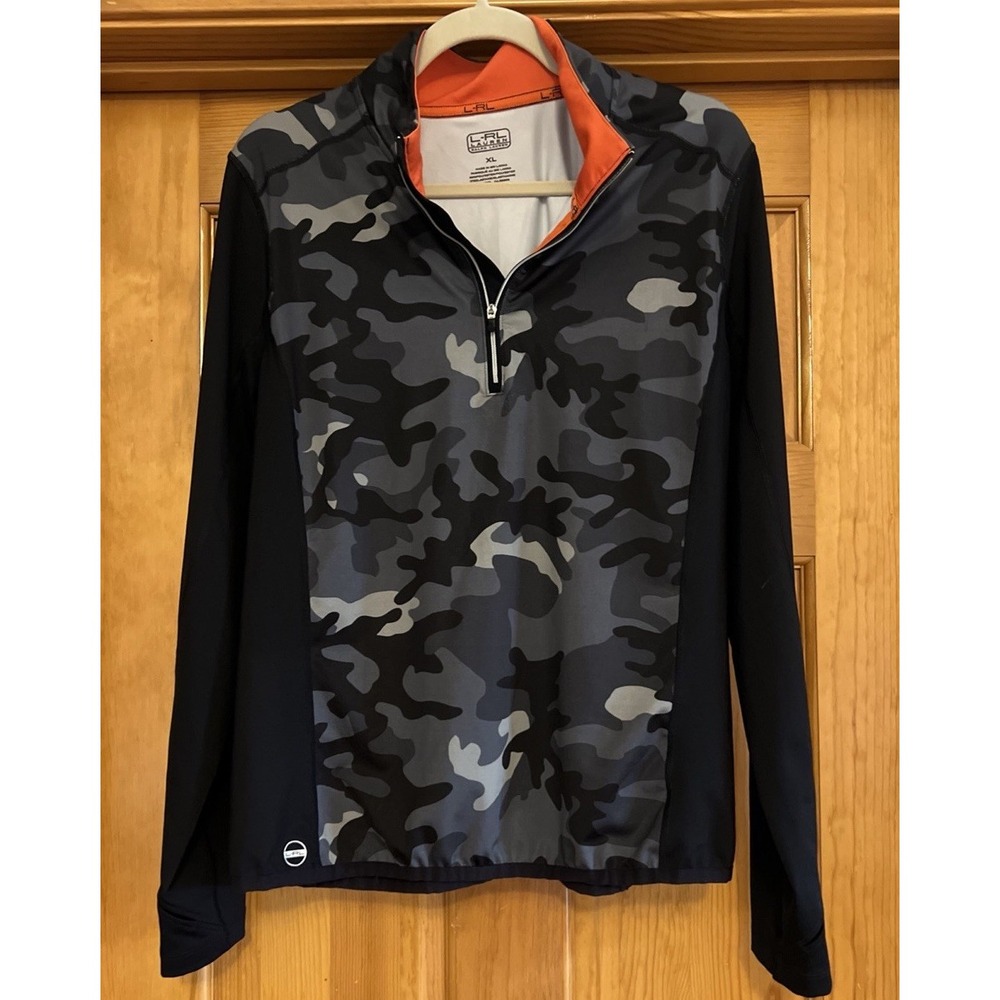 Men's Ralph Lauren Active Pullover Jacket 1/4 Zip-Gray & Black Camo Sz XL